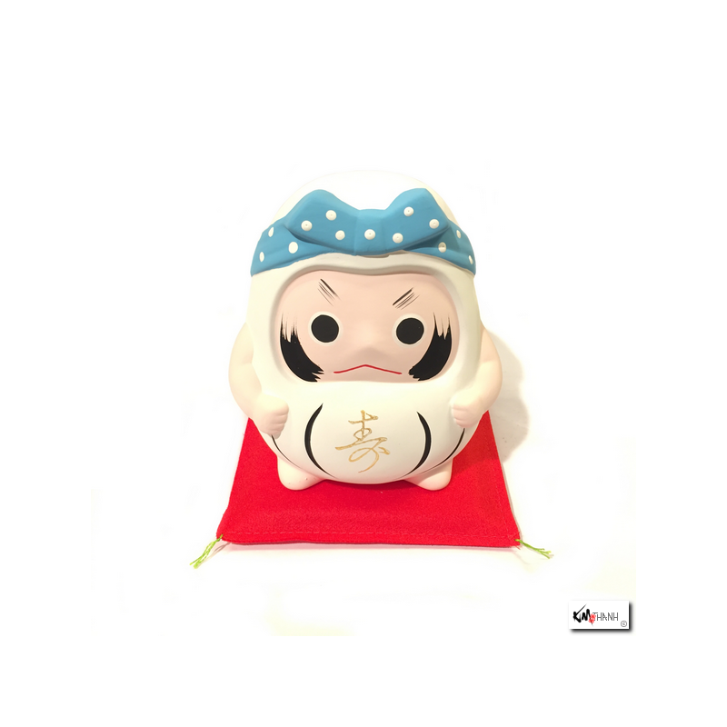 Tirelire DARUMA BLANC argile blanche (h12cm)