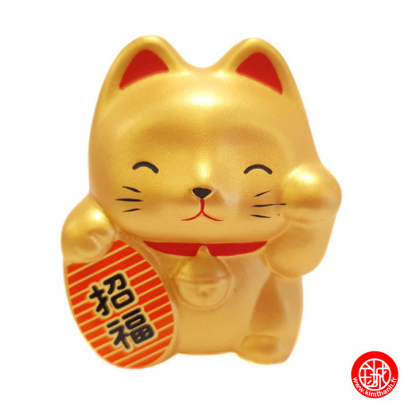 Tirelire Maneki neko RONd-RONd DORé en argile (RiChESSE) h7cm