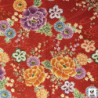 Tissus au mètre FLEURS rouge 100% coton (Japon)