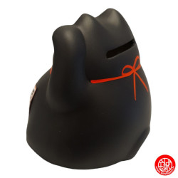 Tirelire Maneki neko DODU en argile NOiR (Chance) h9cm
