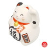 Tirelire Maneki neko DODU en argile BLANC et NOiR (Bonheur) h9cm