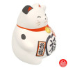 Tirelire Maneki neko DODU en argile BLANC et NOiR (Bonheur) h9cm