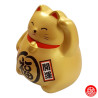 Tirelire Maneki neko DODU en argile DORé (Richesse) h9cm