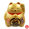 Tirelire Maneki neko DODU en argile DORé (Richesse) h9cm