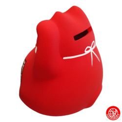 Tirelire Maneki neko DODU en argile ROUGE (Santé) h9cm