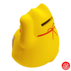 Tirelire Maneki neko DODU en argile JAUNE (Couple) h9cm