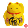 Tirelire Maneki neko DODU en argile JAUNE (Couple) h9cm