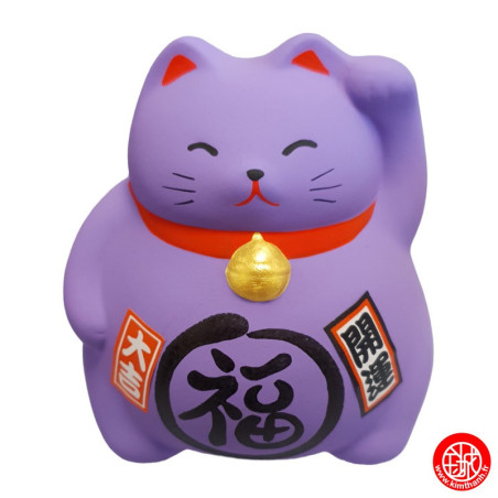Tirelire Maneki neko DODU en argile ViOLET (Sagesse) h9cm
