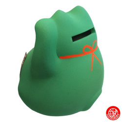 Tirelire Maneki neko DODU en argile VERT (Etudes) h9cm