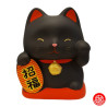 Tirelire Maneki neko RONd-RONd NOiR en argile h10cm