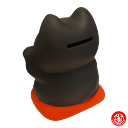 Tirelire Maneki neko RONd-RONd NOiR en argile h10cm