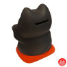 Tirelire Maneki neko RONd-RONd NOiR en argile h10cm