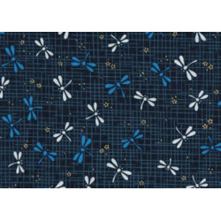 Tissus au mètre TONbO bleu 100% coton (Japon)