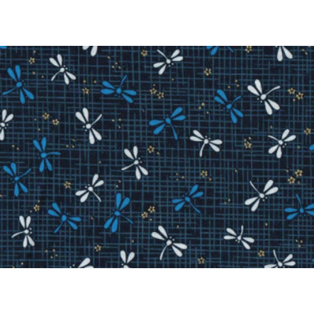 Tissus au mètre TONbO bleu 100% coton (Japon)