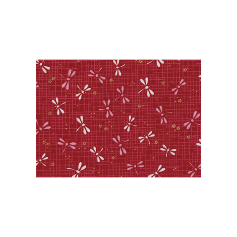Tissus au mètre TONbO rouge 100% coton (Japon)