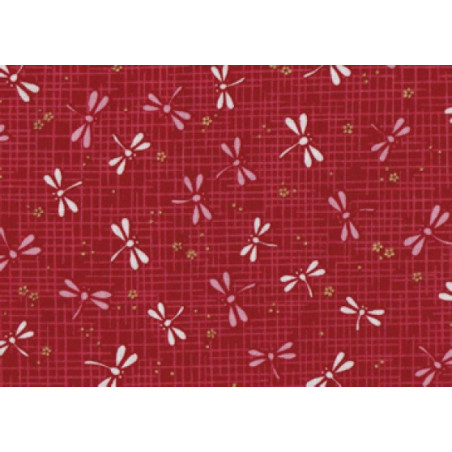 Tissus au mètre TONbO rouge 100% coton (Japon)