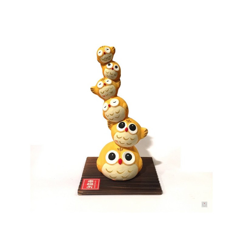 Totem Fukugasane FUKURO (?) en argile blanche (h16.5cm)