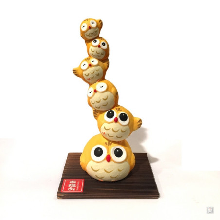 Totem Fukugasane FUKURO (?) en argile blanche (h16.5cm)