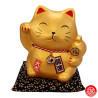 Tirelire Maneki neko avec le Maillet de la Fortune DORé en porcelaine (h10.5cm)