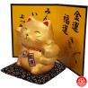 Tirelire Maneki neko avec le Maillet de la Fortune DORé en porcelaine (h10.5cm)