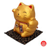 Tirelire Maneki neko avec le Maillet de la Fortune DORé en porcelaine (h10.5cm)