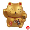 Tirelire Maneki neko avec le Maillet de la Fortune DORé en porcelaine (h10.5cm)