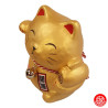 Tirelire Maneki neko avec le Maillet de la Fortune DORé en porcelaine (h10.5cm)