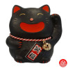 Maneki neko SMiLE noir en porcelaine (h9cm)