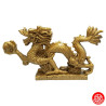 Dragon sur socle nuage en résine doré (h12cm)