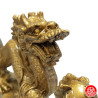Dragon sur socle nuage en résine doré (h12cm)
