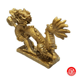 Dragon sur socle nuage en résine doré (h12cm)