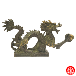 Dragon sur socle nuage en bronze (h12cm)