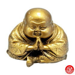 Petit Moine en méditation en résine doré h6.5cm