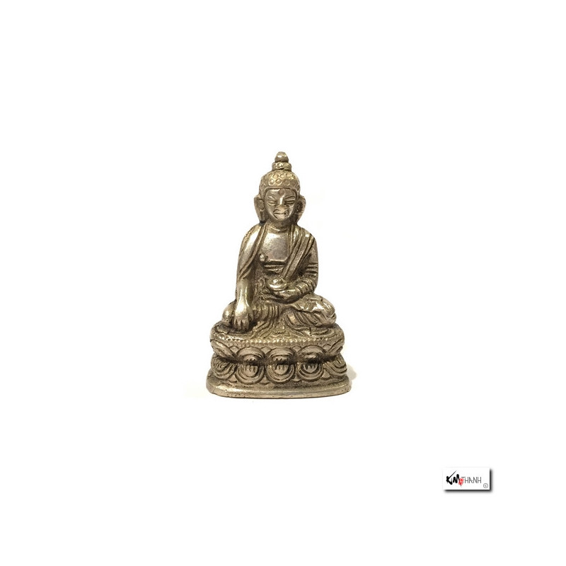 Bouddha ShAKYAMUNi en laiton argenté (h5.5cm)
