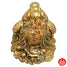 Jin Chan (crapaud de la richesse) sur pièces en résine doré (h7cm)