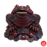 Jin Chan (crapaud de la richesse) sur pièces en résine marron (h7cm)
