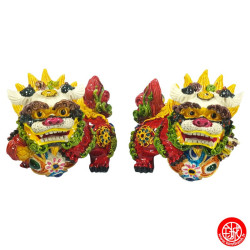 Chiens de Foo (Protection) en résine peint à la main (h8cm)