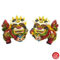 Chiens de Foo (Protection) en résine peint à la main (h8cm)