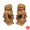 Chiens de Foo sur socle en résine doré (h10cm)
