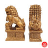 Chiens de Foo sur socle en résine doré (h10cm)
