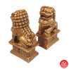 Chiens de Foo sur socle en résine doré (h10cm)