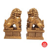 Chiens de Foo sur socle en résine doré (h10cm)