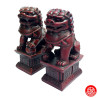 Chiens de Foo sur socle en résine rouge (h10cm)