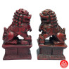 Chiens de Foo sur socle en résine rouge (h10cm)