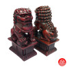 Chiens de Foo sur socle en résine rouge (h10cm)