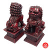 Chiens de Foo (Protection) sur socle en résine rouge (h16.5cm)