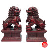 Chiens de Foo (Protection) sur socle en résine rouge (h16.5cm)