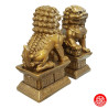 Chiens de Foo (Protection) sur socle en résine doré (h16.5cm)