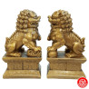 Chiens de Foo (Protection) sur socle en résine doré (h16.5cm)