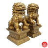 Chiens de Foo (Protection) sur socle en résine doré (h16.5cm)